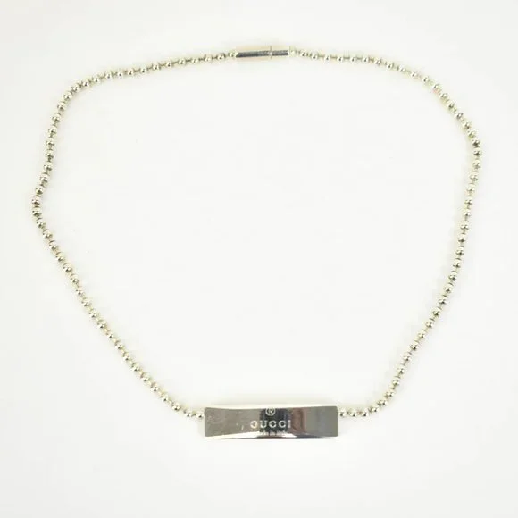 GUCCI: Sterling Silver, Logo Beaded Choker #1500 - Picture 2 of 5